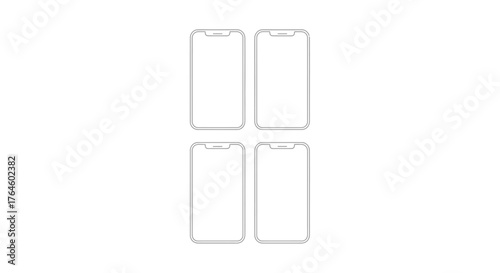 Four empty cylindrical containers displayed in a grid layout top view vector