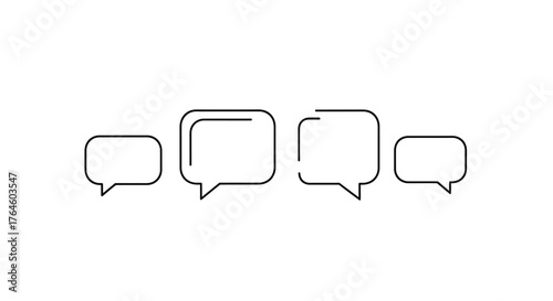 Four hand drawn sketchy speech bubbles for text communication and conversation vector