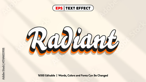 Radiant text effect editable words colors fonts stylish modern design vector illustration