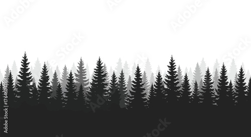 Seamless monochrome forest silhouette, a versatile graphic for nature-themed designs