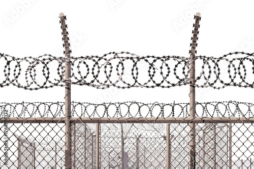 Barbed Wire Fence at Correctional Facility imprisonment isolated