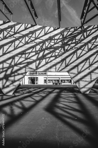 Abstract urban architecture with light and shadow pattern in Portugal 