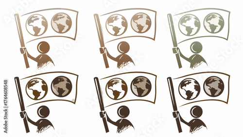 Empowering global change, a symbol of climate activism and environmental awareness advocating for a sustainable earth with a world flag.