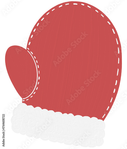 Red Christmas glove with fur.winter mitten