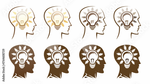 Creative minds sparking innovative ideas, conceptual thinking with glowing lightbulb, leadership and vision, power of imagination, brainstorming solutions