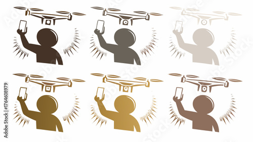 Drone technology empowering modern remote control with smartphone, offering innovative solutions for aerial photography and data collection, vector origin