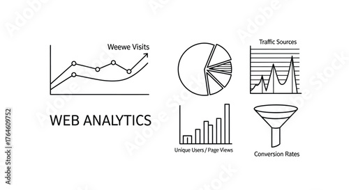 Business growth analytics charts and graphs representing web data insights vector