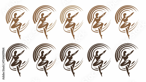Elegant ballet dancer silhouettes in earthy tones, showcasing grace and movement, perfect for dance studio branding or artistic expression projects