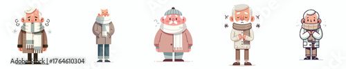 vector of a grandfather standing in the cold