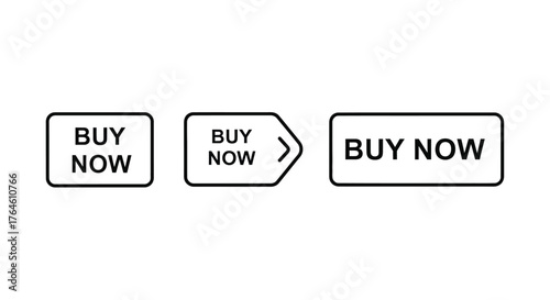 Set of three buy now buttons for online shopping and e-commerce promotions vector