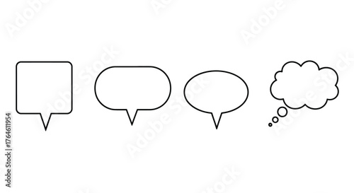 Fotografija Four distinct speech bubbles and thought bubble icons for communication and idea