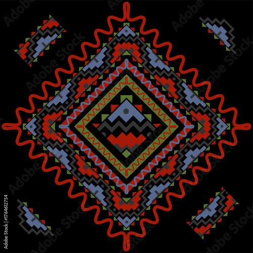 Geometric color shawl pattern background texture abstract art design print