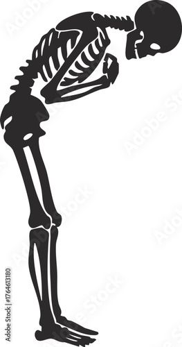 skeleton bowing respectfully, Black Skeleton Bending Over Illustration