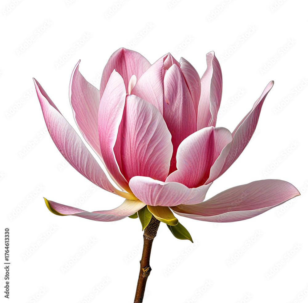 Naklejka premium Close-up of a delicate pink and white magnolia flower against a dark background