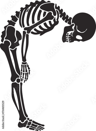 skeleton bowing respectfully, Black Skeleton Bending Over Illustration