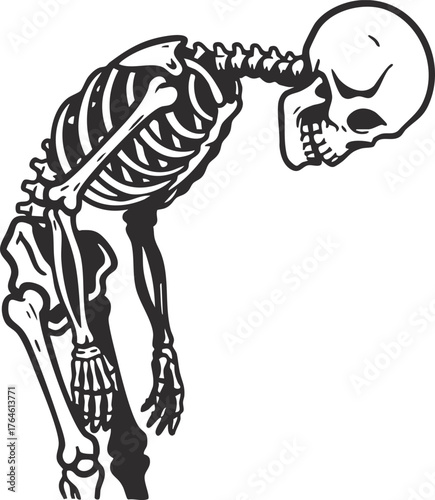 skeleton bowing respectfully, Black Skeleton Bending Over Illustration