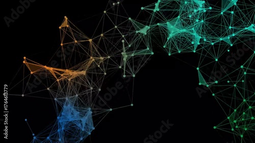 Abstract plexus network animation with glowing particles on a dark background