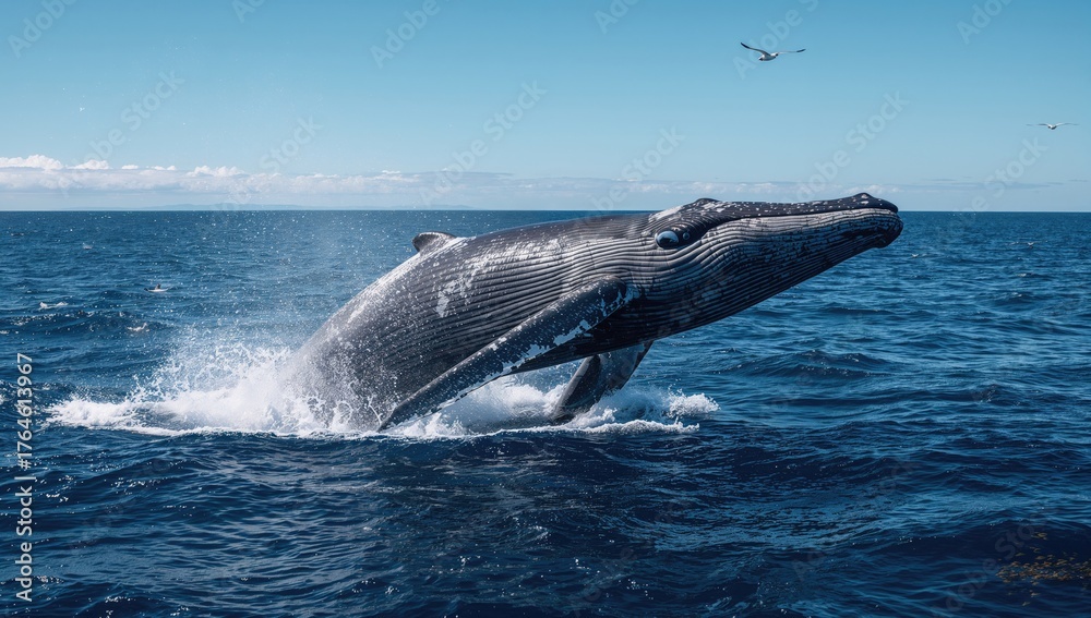 Fototapeta premium Diving Humpback Whale Underwater
