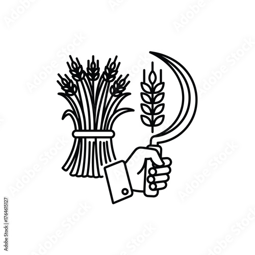 Gleaning Wheat Grain Crop Symbol Agriculture Farming Production Farmer Field Cultivation Vector
