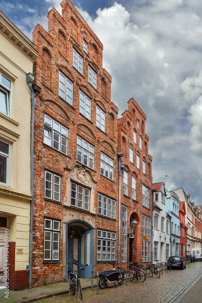 Naklejka premium Street in Lubeck, Germany