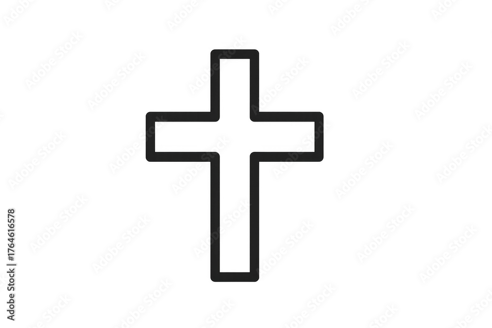 Obraz premium Christian cross outline icon, symbolizing faith, spirituality, religion, and church on transparent background