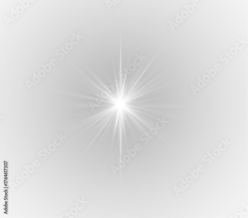 Radiant gray PNG star with sparkling light and soft beams. Subtle glow adds elegance and sophistication. Transparent shining rays enhance calm and harmonious visuals.