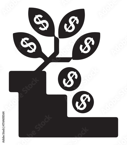 Abstract silhouette representing passive income growth and financial freedom silhouette