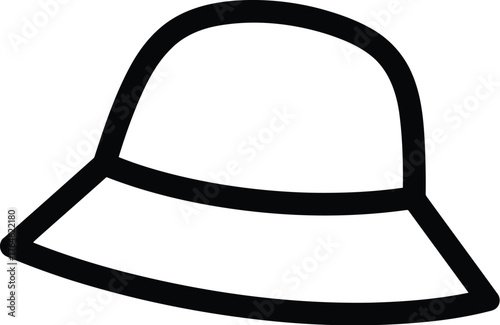 Illustration of a black bucket hat isolated on transparent background, a casual and practical headwear for sun protection and outdoor activities