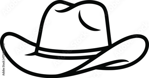 Illustration of a black cowboy hat isolated on transparent background, a classic and iconic symbol of the american west and rodeo culture