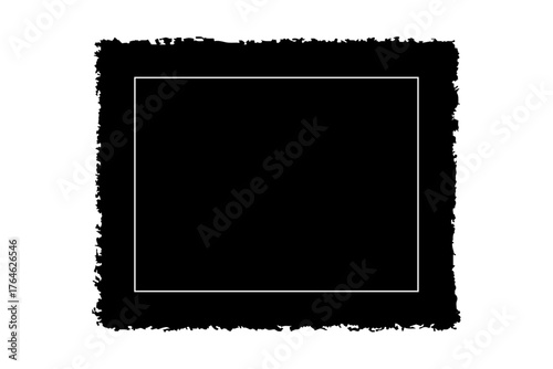 Torn paper frames with jagged edges black ripped.  Dirty artistic design element, box, frame or background for text. Vintage blank instant photo frame with aged textured paper and worn white edges.