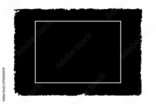 Torn paper frames with jagged edges black ripped.  Dirty artistic design element, box, frame or background for text. Vintage blank instant photo frame with aged textured paper and worn white edges.