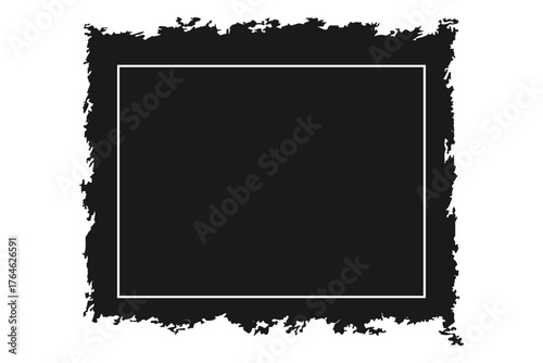 Torn paper frames with jagged edges black ripped.  Dirty artistic design element, box, frame or background for text. Vintage blank instant photo frame with aged textured paper and worn white edges.