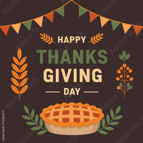 Happy thanksgiving day with delicious apple pie