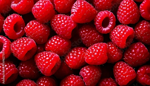 Bright crimson, juicy berries, mouthwatering fruit, close-up