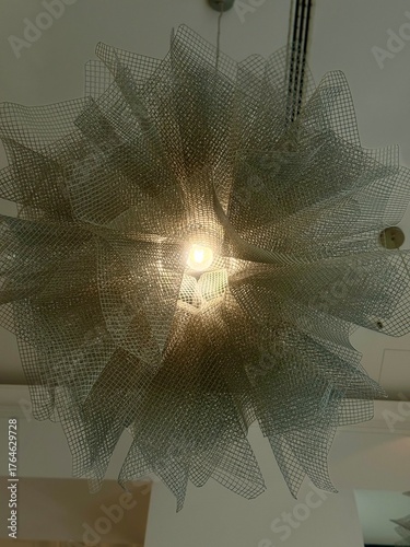 Modern decorative ceiling lamp with geometric mesh design