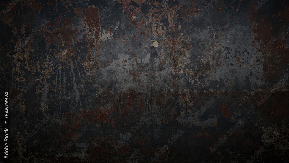 Obraz premium Dark metallic texture with rusty grunge effect in panoramic banner format