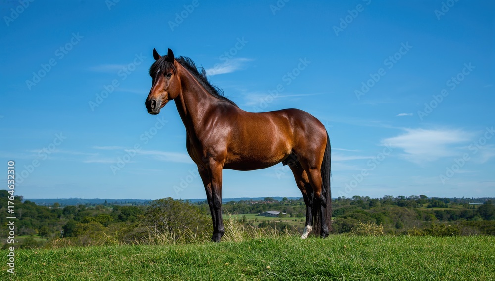 Obraz premium Photo of an equine standing atop a slope