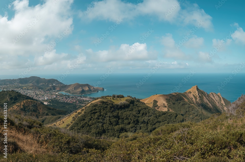 Fototapeta premium Wide-angle shots capturing the scenic views of an island