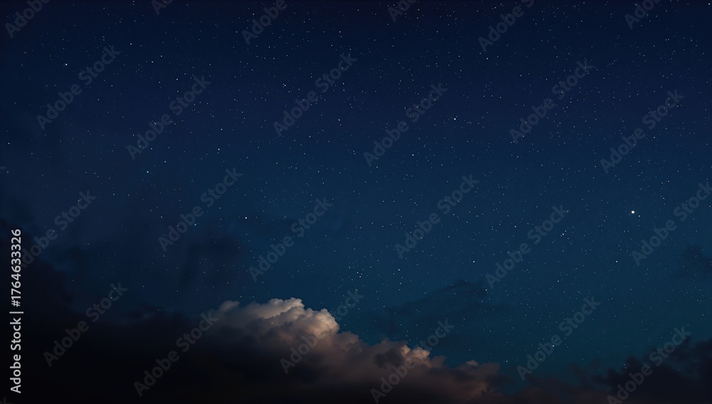 Fototapeta premium Stunning digital artwork of a star-filled night landscape with clouds and glowing blue light