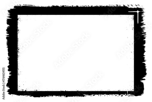 Retro photo film frame with transparent background. Abstract rectangles with space for text.  monochrome texture, worn pattern, surface is covered with scratches. Grunge frame with worn border. 