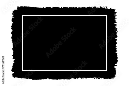 Torn paper frames with jagged edges black ripped. Dirty artistic design element, box, frame or background for text. Vintage blank instant photo frame with aged textured paper and worn white edges.