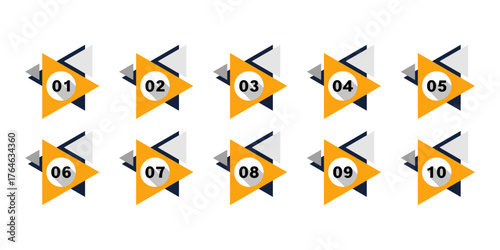 Modern Triangle Number Labels Vector Set