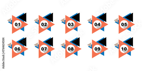 Modern Triangle Number Labels Vector Set