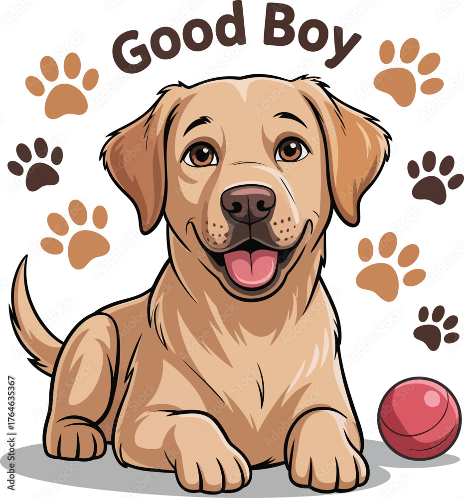 Fototapeta premium Cute cartoon a illustrator vector Labrador Retriever
