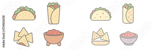 Colorful display of tacos, burritos, and nachos, perfect for a festive gathering or casual meal at home