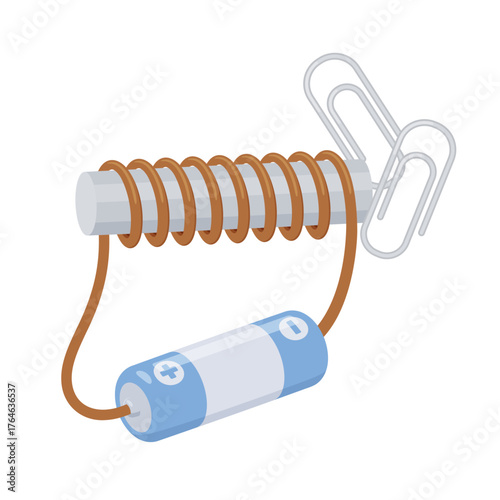 電磁石にクリップがくっついているイラスト
