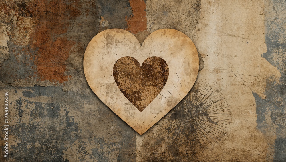 Obraz premium Heart-Shaped Love on a Solid Concrete Surface