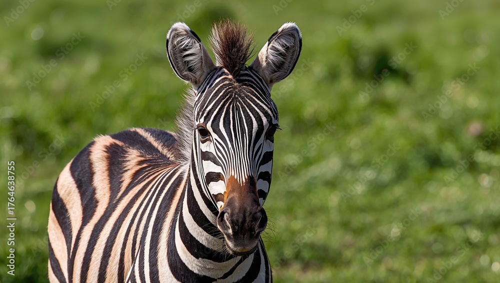 Naklejka premium High-resolution photo of a juvenile zebra