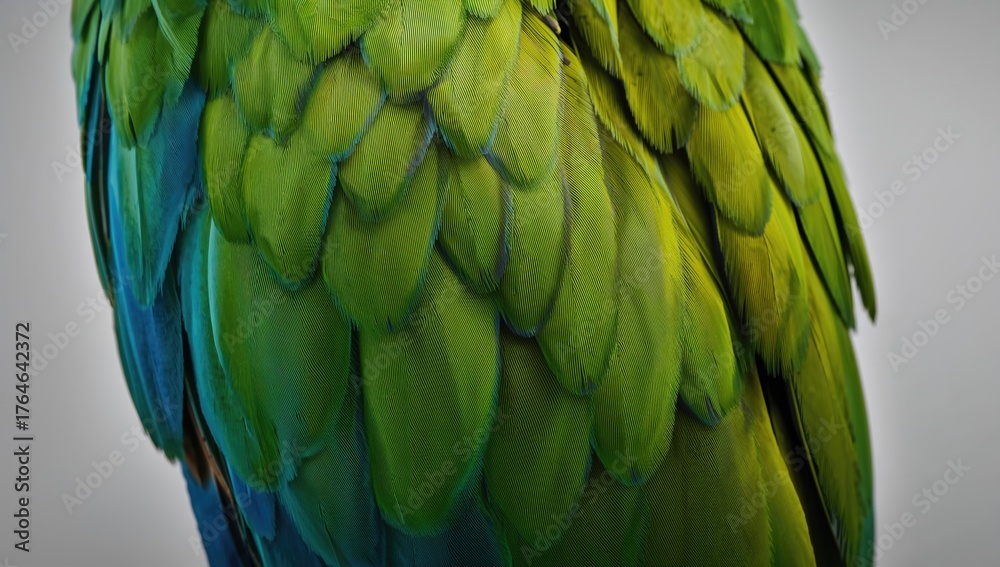 Obraz premium Detailed view of the plumage of a multicolored macaw parrot