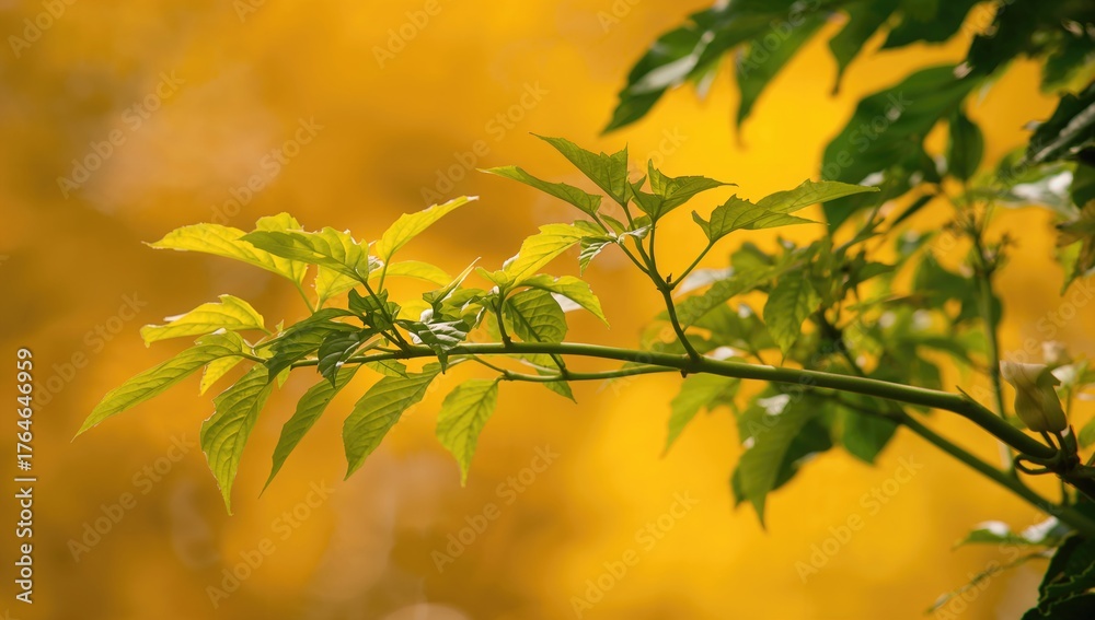 Obraz premium Yellowing of papaya leaves indicates the upcoming growth of fresh leaves and blossoms